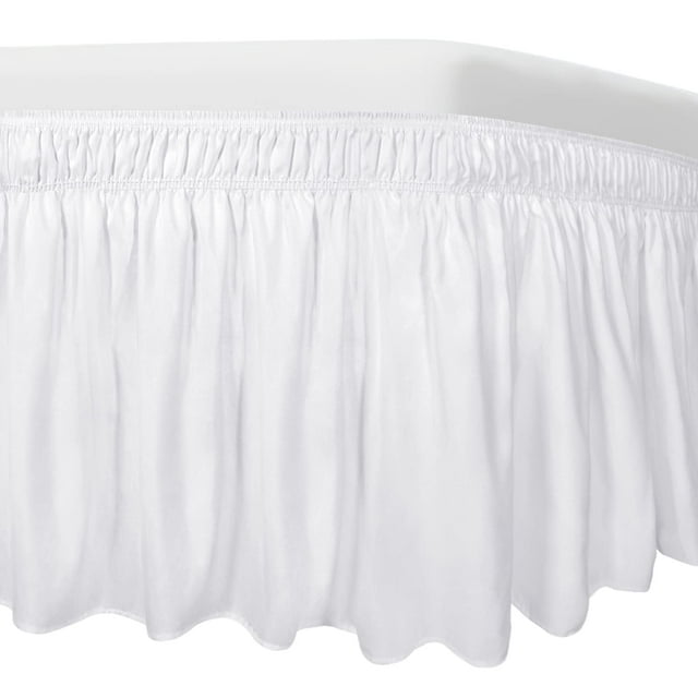 Falda de cama fácil de llevar para cama doble o doble de 14 pulgadas, color blanco