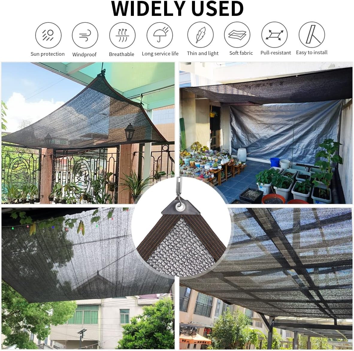 90% Shade Cloth 6.5ftx10ft Durable Sun Mesh UV Resistant Net, Garden Shade Cloth,Mesh Tarps with Grommets for Plant Cover, Greenhouse, Barn or Kennel, Flowers, Plants