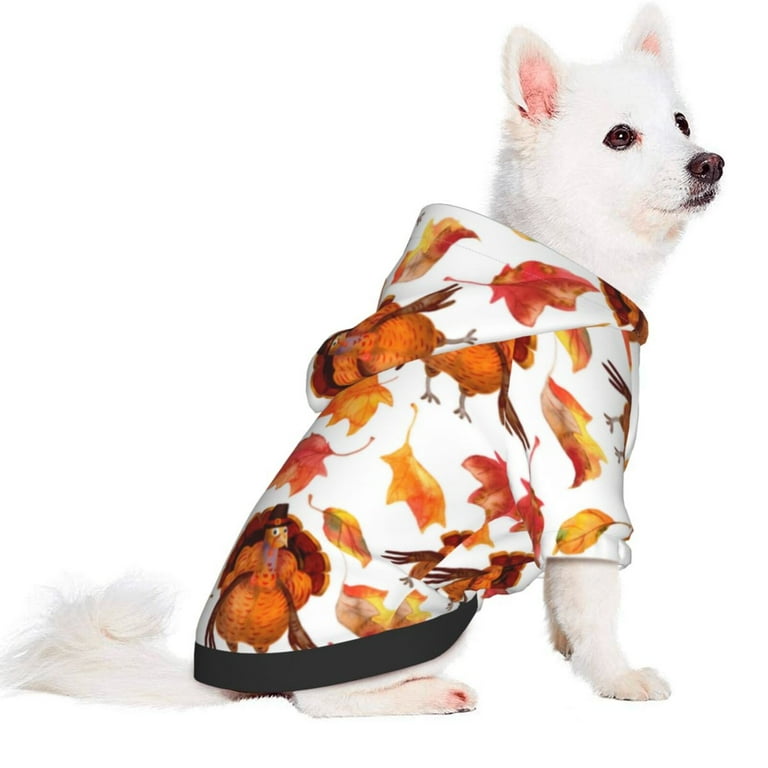 Gaeub Thanksgiving Turkey Leaves Dog Hoodie Sweatshirts Warm Dog