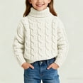 thumbnail image 6 of Hxshgdsn Childrens Turtleneck Cable Knit Sweaters Ribbed Long Sleeve Pullover Thick Warm Winter Tops White 6 Years, 6 of 6
