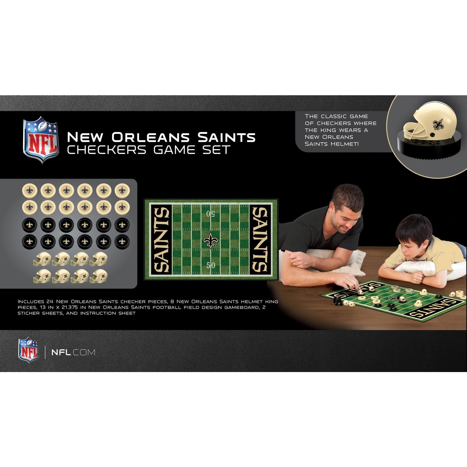 MasterPieces - NFL  Checkers, Officially Licensed New Orleans Saints Football Board Game for 2 Players, Family Fun for Kids & Adults