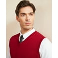 thumbnail image 4 of Kallspin Men's Sweater Vest Cotton V Neck Relaxed Fit Knit Sleeveless Pullover Sweater(Red,Small), 4 of 9