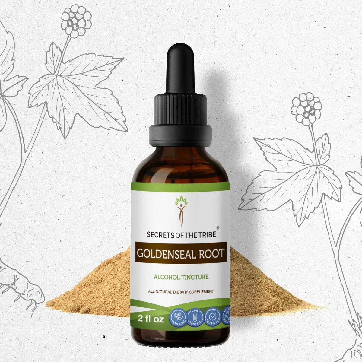 Goldenseal Root Tincture Alcohol Extract, Responsibly farmed organic