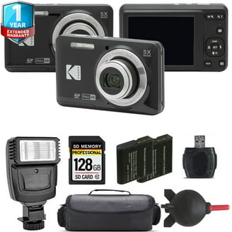 Kodak PIXPRO FZ55 Bundle: Digital Camera (Black), Extra Battery