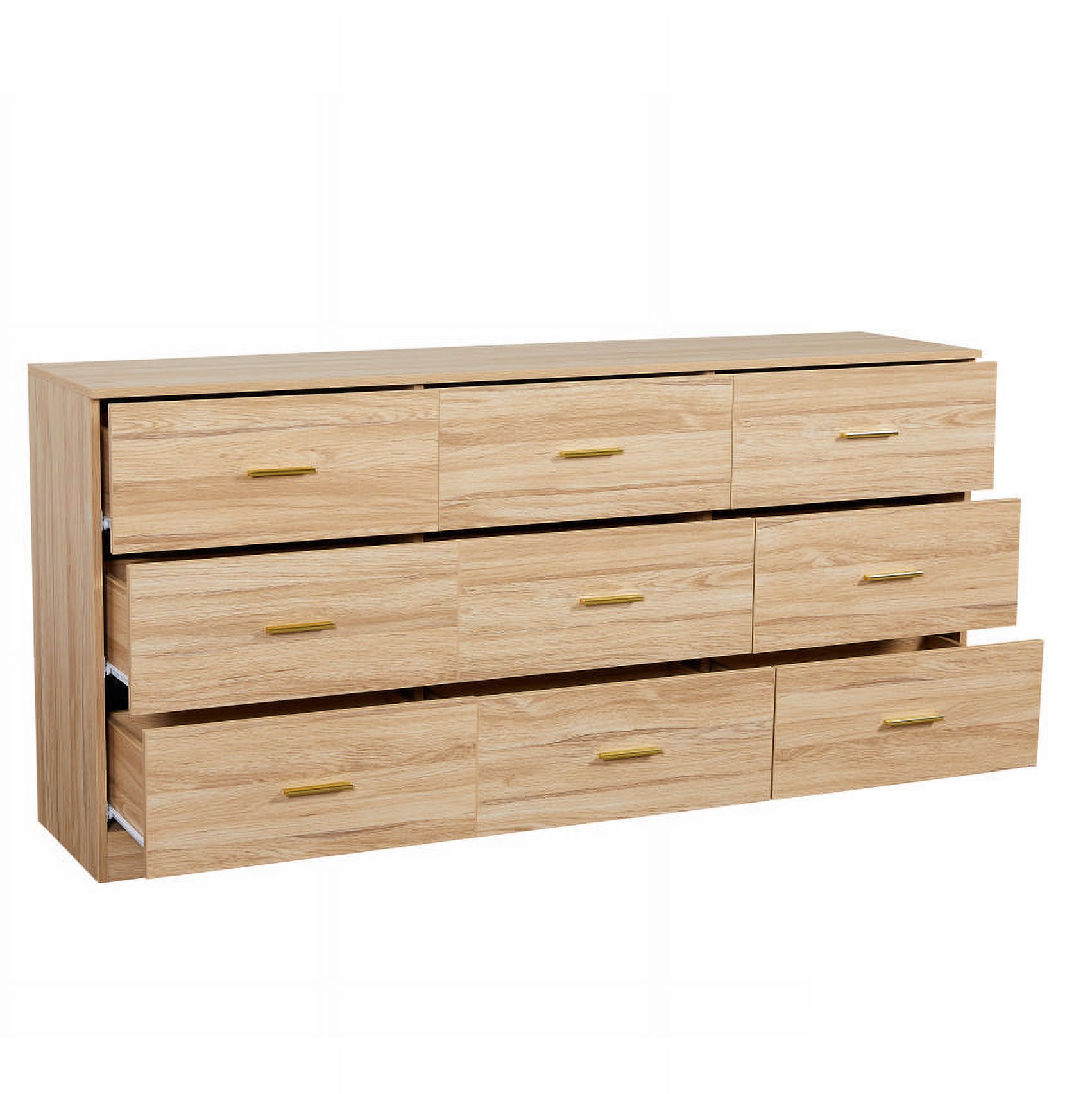 Aukfa Wood 9 Drawer Dresser for Bedroom, Long Chest of 9 Drawers TV Stand,Walnut