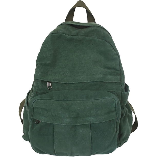 Mochila para ordenador portátil para mujer, mochila de lona de viaje para mujer, mochila estética negra vintage para la escuela, verde