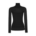 thumbnail image 5 of Womens Tees Shirts Turtleneck Sheer Mesh Stretch Layering Long Sleeve Bodycon Ladies Summer Tops,Black,L, 5 of 5