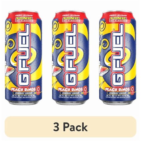(3 pack) Gfuel Sonic Peach Energy Drink, 16 oz Can