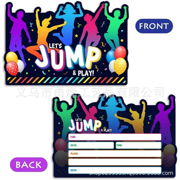 Voiceine 12 Sets Jump Birthday Party Invitation Cards With Envelopes Double Sided Party Invitation For Teens Boys Girls Kids Party Celebration Supplies