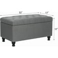 thumbnail image 3 of Homebeez 32 Inch Linen Storage Ottoman  with Side Storage Pockets, Rectangle Foot Rest Stool for End of Bed, Bedroom, Living Room, Entryway, Grey, 3 of 7