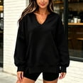 thumbnail image 6 of Taqqpue Women V Neck Pullover Tops Solid Color Oversize Blouse Shirts Loose Fit Keep Warm Plus Size Swweatshirt Tops for Women, 6 of 7