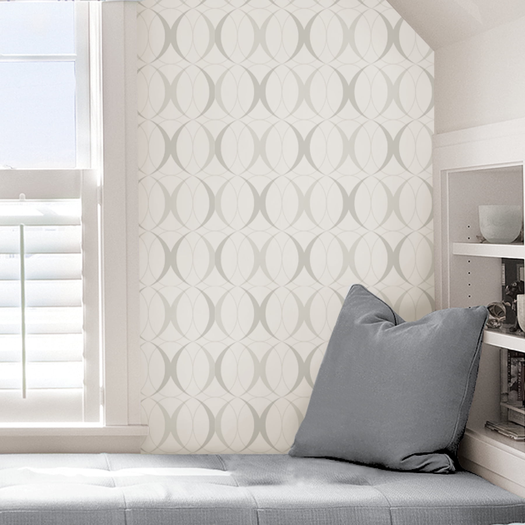 NuWallpaper Circulate Light Silver Peel & Stick Wallpaper