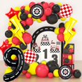 thumbnail image 3 of Set de globos para fiesta YNITSED de 40" con número 9 y auto de carreras, 3 of 7