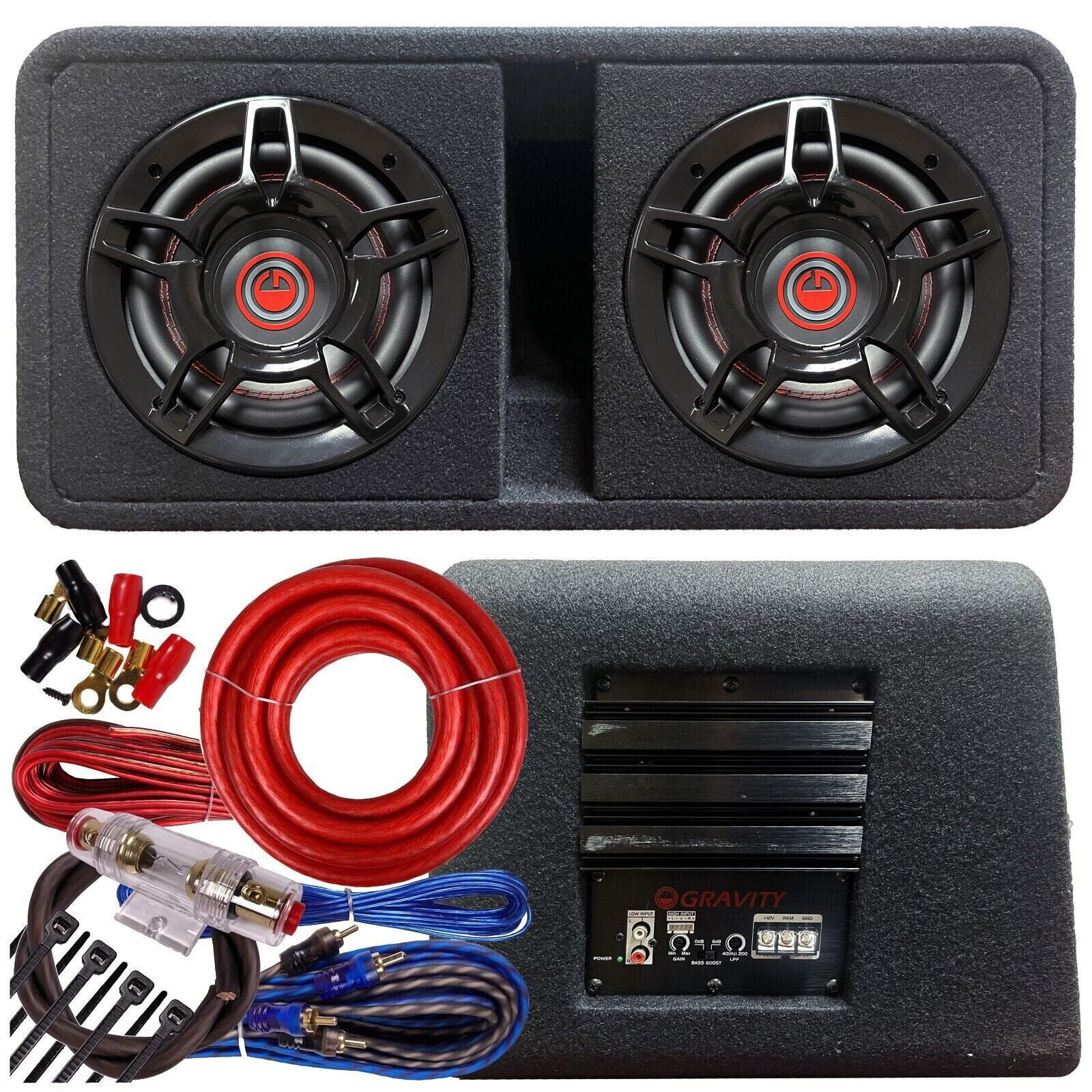 Gravity Dual 8" 1200W Active Powered Car Sub Enclosure Ported Subwoofer