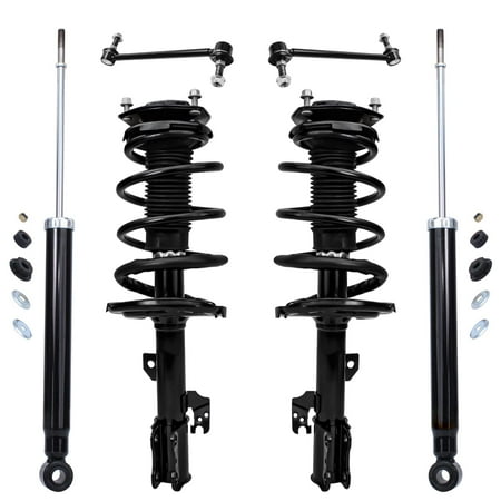 Detroit Axle - Complete Front Strut Coil Spring & Mount Assembly Set with Front Sway Bar Links and Rear Shocks Replacement for 2007 2008 2009 2010 Toyota Sienna CE 8-Passenger