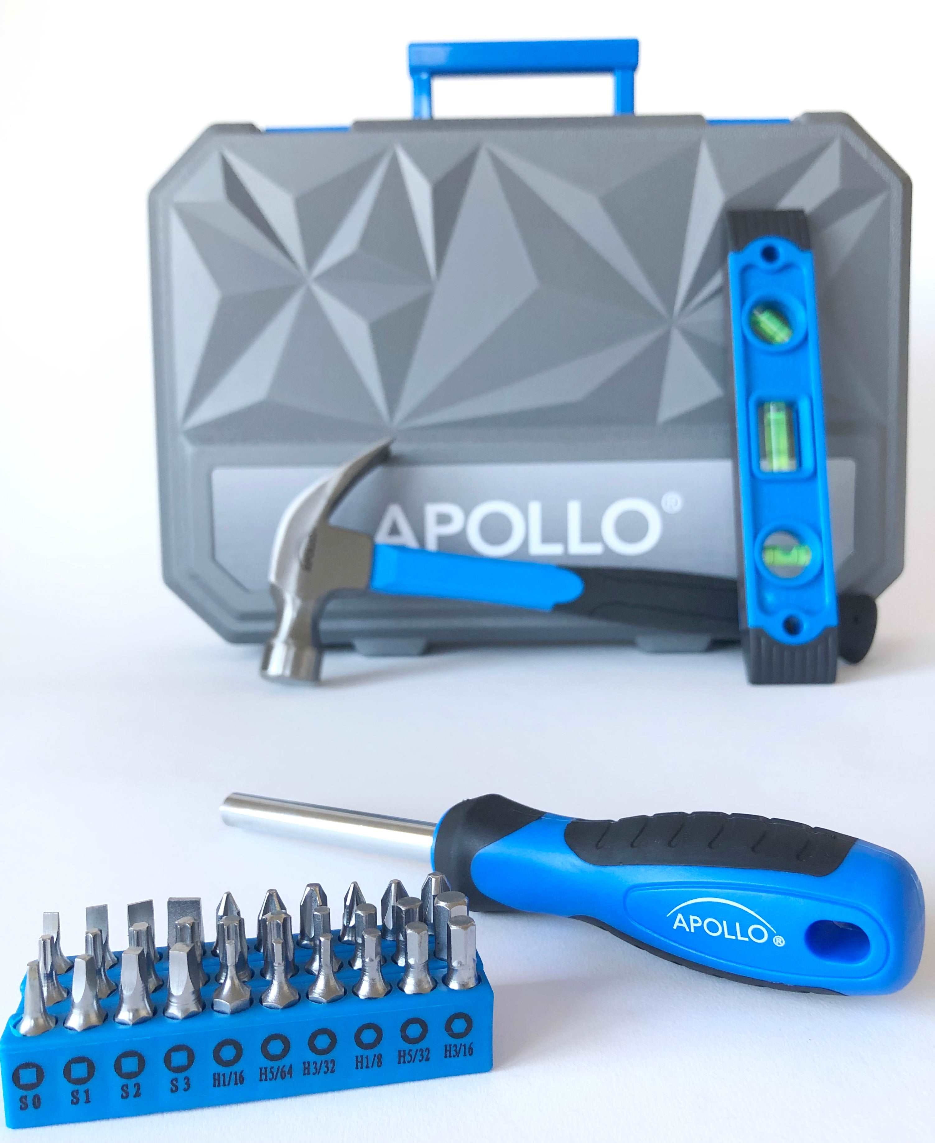 Apollo Tools 65 Piece Compact Household and Mechanical Tool Set Blue and Gray DT0001
