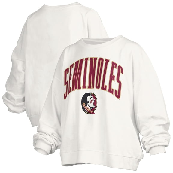 Women's Pressbox White Florida State Seminoles Plus Size Nelson Janise Sweatshirt