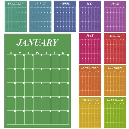12 Colorful Undated Calendars 16 x 20 Large Erasable Wall Calendar 12 Month Dry Ease Reusable Planning Yearly Blank Planner For Office Home Educational Study Room To First Day