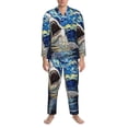 thumbnail image 3 of Fotbe Vintage Starry Sky Shark Pijama de Hombre con Estampado de Manga Larga, Conjunto de 2 Piezas, Ropa de Dormir Suave y Cómoda con Bolsillos-XX-Large, 3 of 7