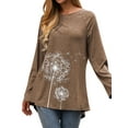 thumbnail image 6 of Nlife Women Dandelion Long Sleeve Tunic Top A-Line Crew Neck Loose Pullover Blouse, 6 of 8
