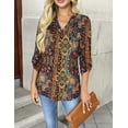 thumbnail image 4 of Zeagoo Women's Shirts Dressy Casual Long Sleeve Tops V Neck Floral Blouses Business Work Tee Tshirts, 4 of 8