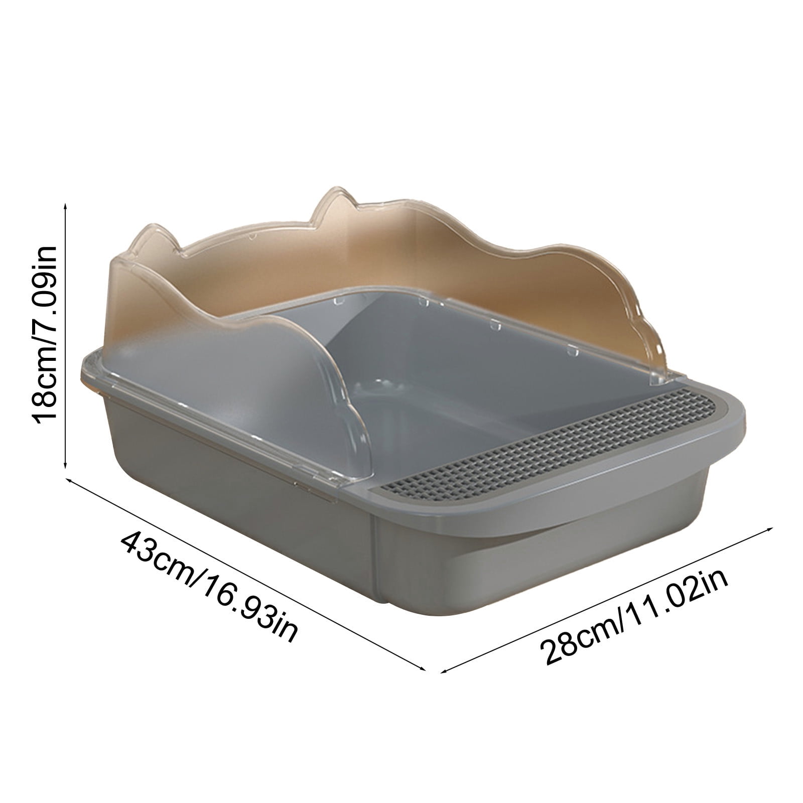 Semi Enclosed High Side Cat Litter Box with Splash Guard, Includes Litter Scoop and Hook, Large Plastic Tray for Indoor Cats, Leak Proof Design Easy to Clean