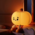 thumbnail image 1 of Pumpkin Night Light, 3 Level Dimmable LED Nursery Nightlight,Cute Bedside Lamp for Kids,Rechargeable Pumpkin Lamp for Girls Boys Room Decor, Silicone, 1 of 4