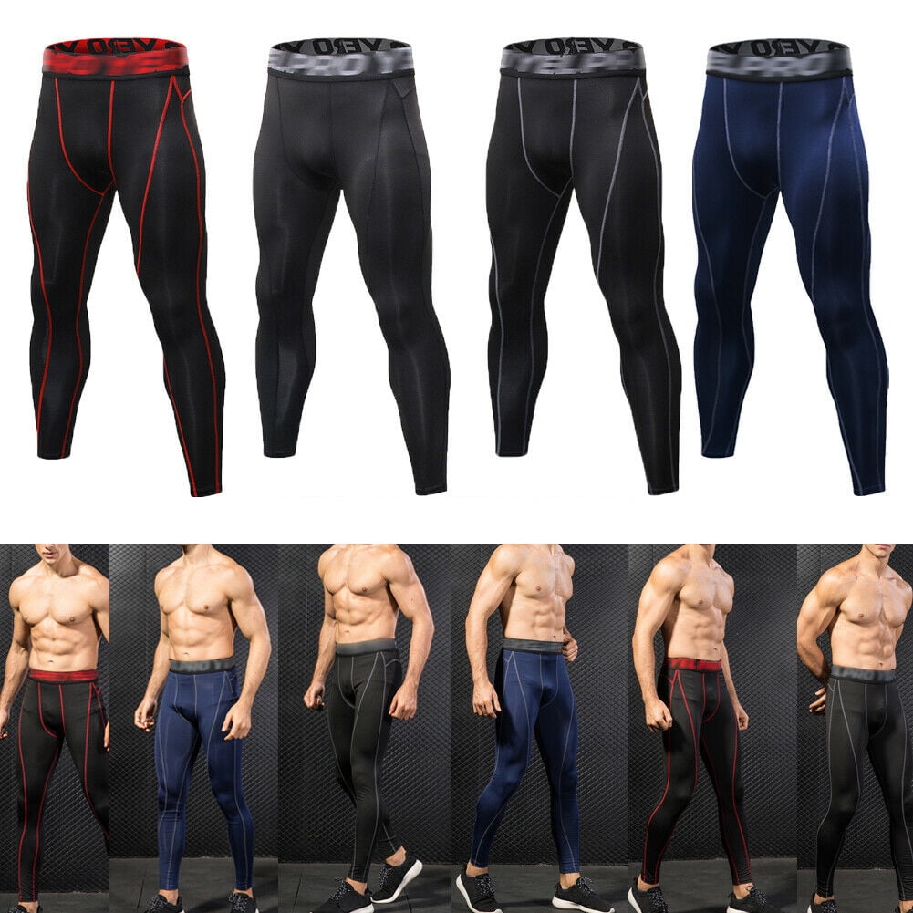 Mens Workout Compression Tights Apparel Gym Under Base Layer Running Long Pants 