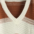thumbnail image 4 of ZAFUL Women Casual Loose V Neck Colorblock Drop Shoulder Oversized Sweater Coffee M, 4 of 8