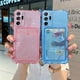 thumbnail image 2 of Card Holder Bag Transparent Phone Case For Samsung A12 A21S A22 A32 A42 A52 A72 5G A51 A71 A50 A30S A50S 4G Shockproof Cover, 2 of 5