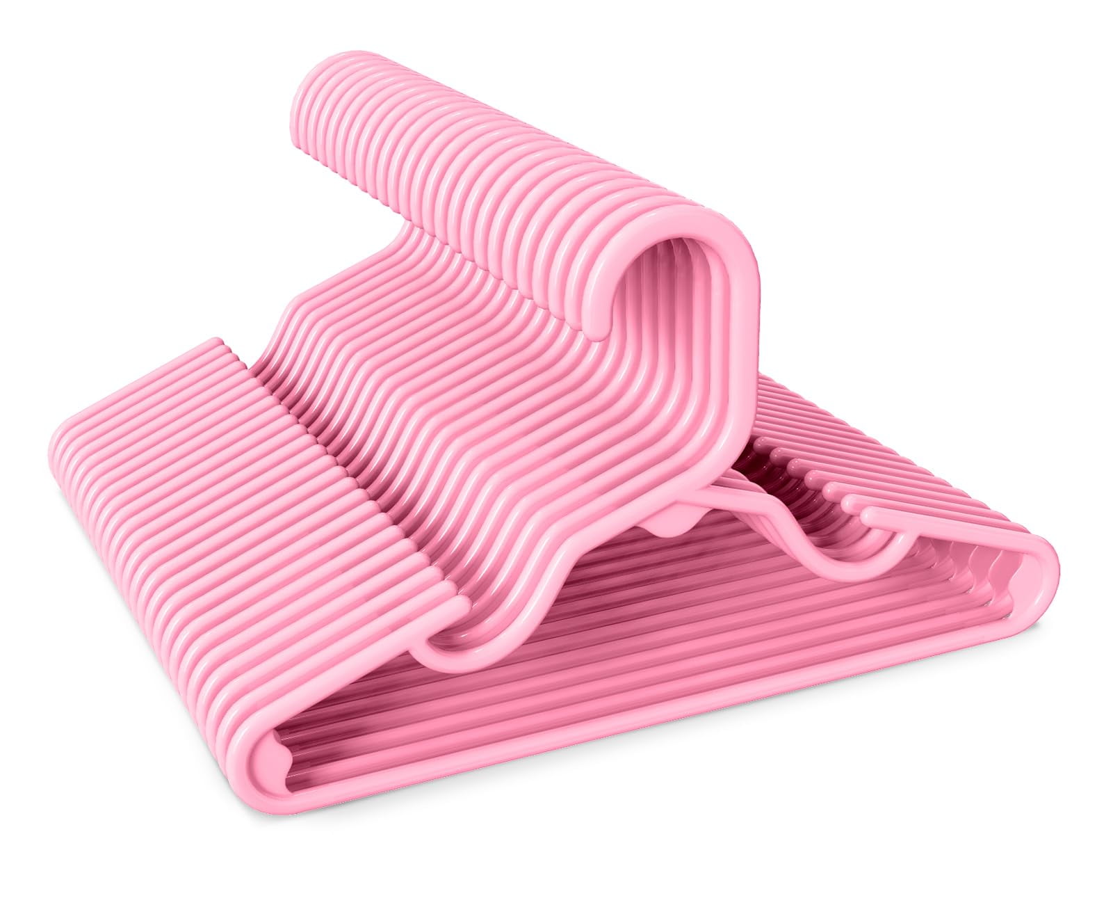 ACSTEP Baby Hangers 60 Pack, 11 Inch Kids Plastic Hangers, Non-Slip Baby Hangers for Closet, Baby Clothes Hangers for Pants Shirts Outfit Onesie, Pink