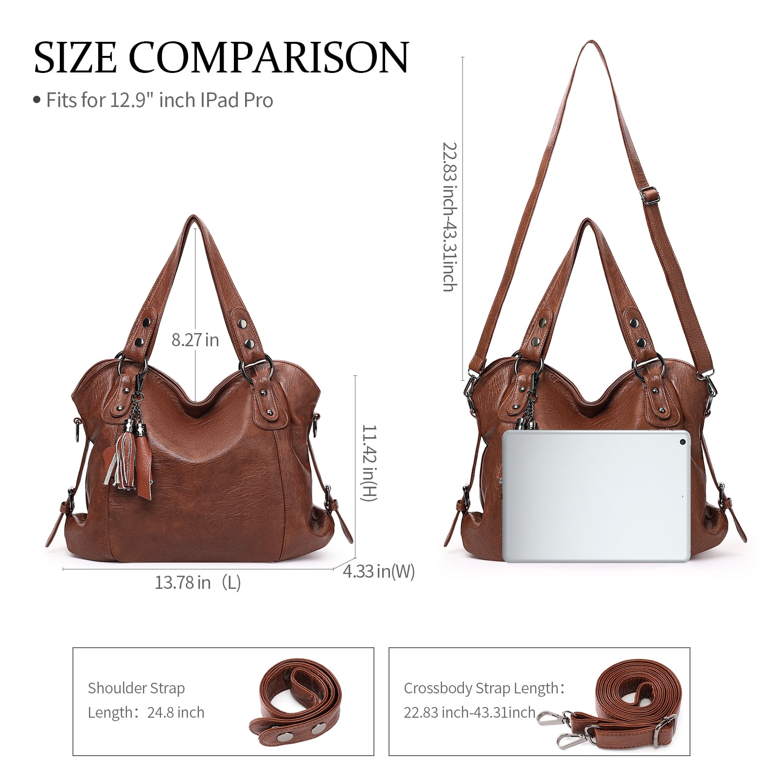 KALUNMA Tote Bag for Women Leather Shoulder Bags Fashion Hobo Bags Large Purse and Handbags with Adjustable Shoulder Strap