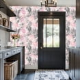thumbnail image 3 of Peel and Stick Wallpaper Soft Pink Black Watercolor Palm Leaf Wall Mural 17.7in x 9.8ft Self Adhesive Removable Wall Paper Renter Friendly Wallpaper for Nursery Bedroom Cabinets, 3 of 8