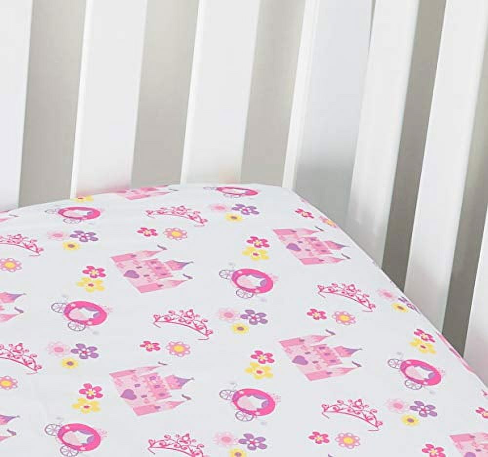 Everyday Kids 3 Piece Girls Crib Bedding Set -Princess Storyland