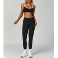 thumbnail image 2 of PISONIC Womens Workout Set Two Piece Spaghetti Straps Color Block Sports Bra Matching High Waist Leggings Gym Work Out Outfits, 2 of 6