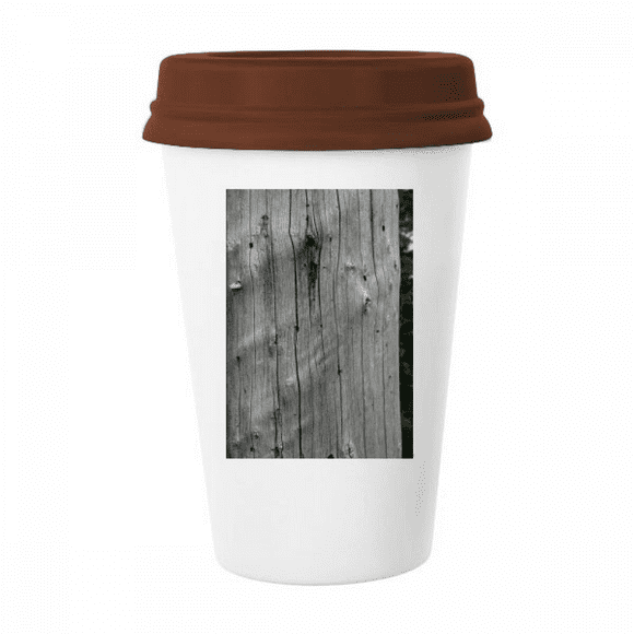 Gray-White Cracked Trunk Art Deco Fashion Mug Coffee Drinking Glass Pottery Cerac Cup Lid