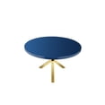 thumbnail image 3 of Pemberly Row Modern Lacquer & Polished Steel Metal Dining Table in Navy/Gold, 3 of 5