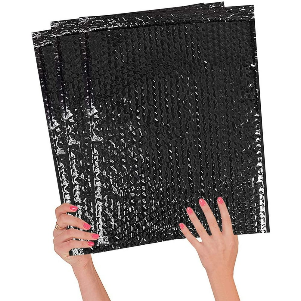 Metallic Bubble mailers 12 x 17. Pack of 10 Black Padded envelopes