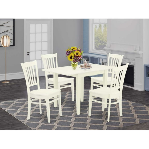 East West Furniture Dining Room Set Linen White, NDGR5-LWH-W