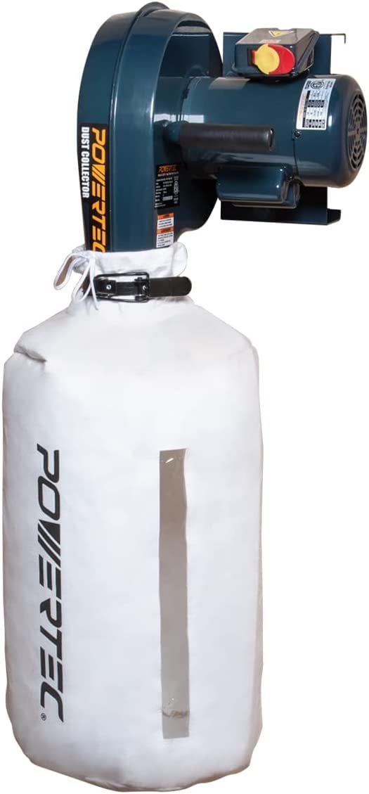 POWERTEC DC5371 Wall Mounted 1 HP, 560 CFM Dust Collector with 1 Micron