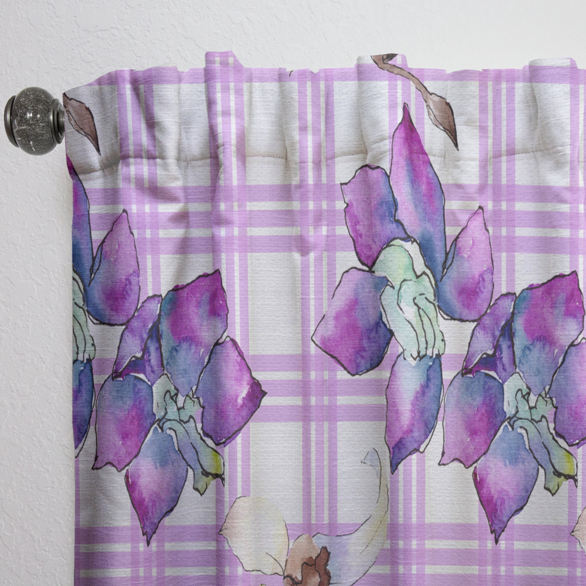 Designart 'Botanical Floral Retro VII' Mid-Century Modern Curtain Panel