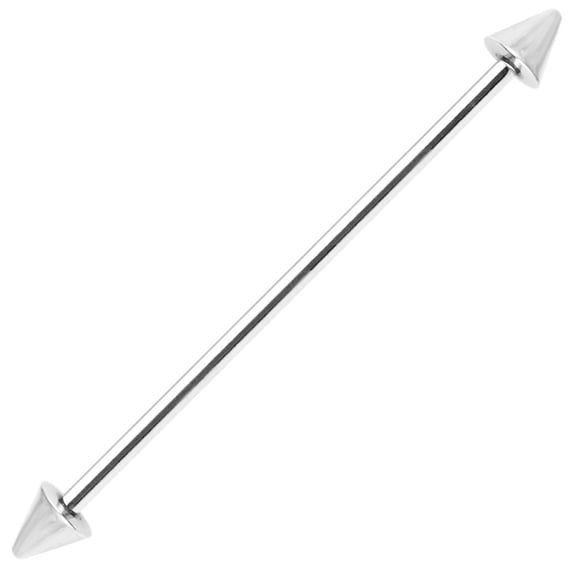 BodyJewelryOnline Industrial Barbell Ear Piercing Surgical Steel Spike End Design 16g 38mm Long