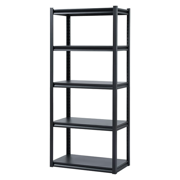 KFFKFF Storage Racks, 2000 lbs Capacity, 5-Level Garage Storage Stand, 18" D x 32" W x 72" H Adjustable Metallic Racks for Garage, Utility Rack Shelf, Perfect for Kitchen, Warehouse, Basement, Black