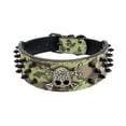 thumbnail image 1 of Collar de cuero con tachuelas para perro, con remaches de calavera, antimordeduras, hebilla ajustable resistente, gargantilla de PU premium para cachorros, perros pequeños, medianos y grandes., 1 of 6