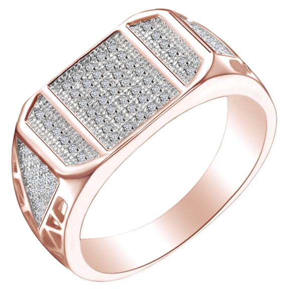 AFFY Round Shape White Cubic Zirconia Anniversary Band Ring 14k Rose Gold Over Sterling Silver