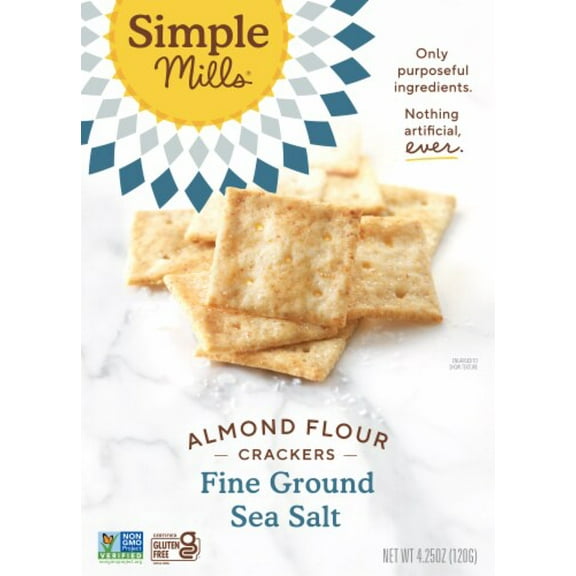 2X - Simple Mills Fine Ground Sea Salt Almond Flour Crackers-4.25 oz
