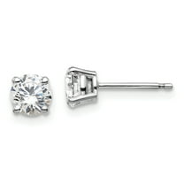 14k White Gold 1 carat total weight Round Certified SI1/SI2 G H I Lab Grown Diamond 4 Prong Stud Post Earrings 14k White Gold Earrings
