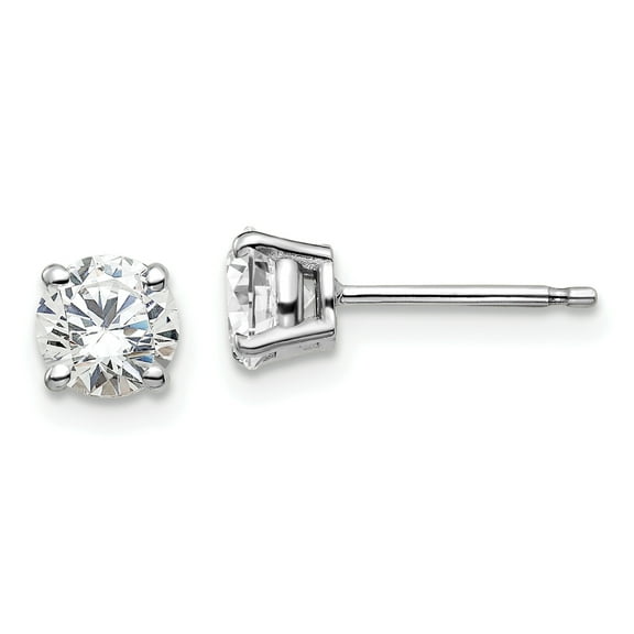 14k White Gold 1 carat total weight Round Certified SI1/SI2 G H I Lab Grown Diamond 4 Prong Stud Post Earrings 14k White Gold Earrings