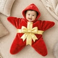 thumbnail image 2 of GiLiling Baby Starfish Onesie Christmas Newborn Romper Fleece Starfish Onesie Starfish Baby OutfitLong Sleeve Romper Cute Funny Bodysuit (Watermelon Red, 9 Months), 2 of 5