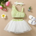 thumbnail image 4 of Up to 65% off kttectoa Outfits for Girl Gauze Skirt Set Grid Print Sleeveless Sun-Top Tank Top and Skirt with Bow 2 Pieces Outfits Baby Girl Clothes Baby Girl Outfits Girls Outfits 3-3T, 4 of 6